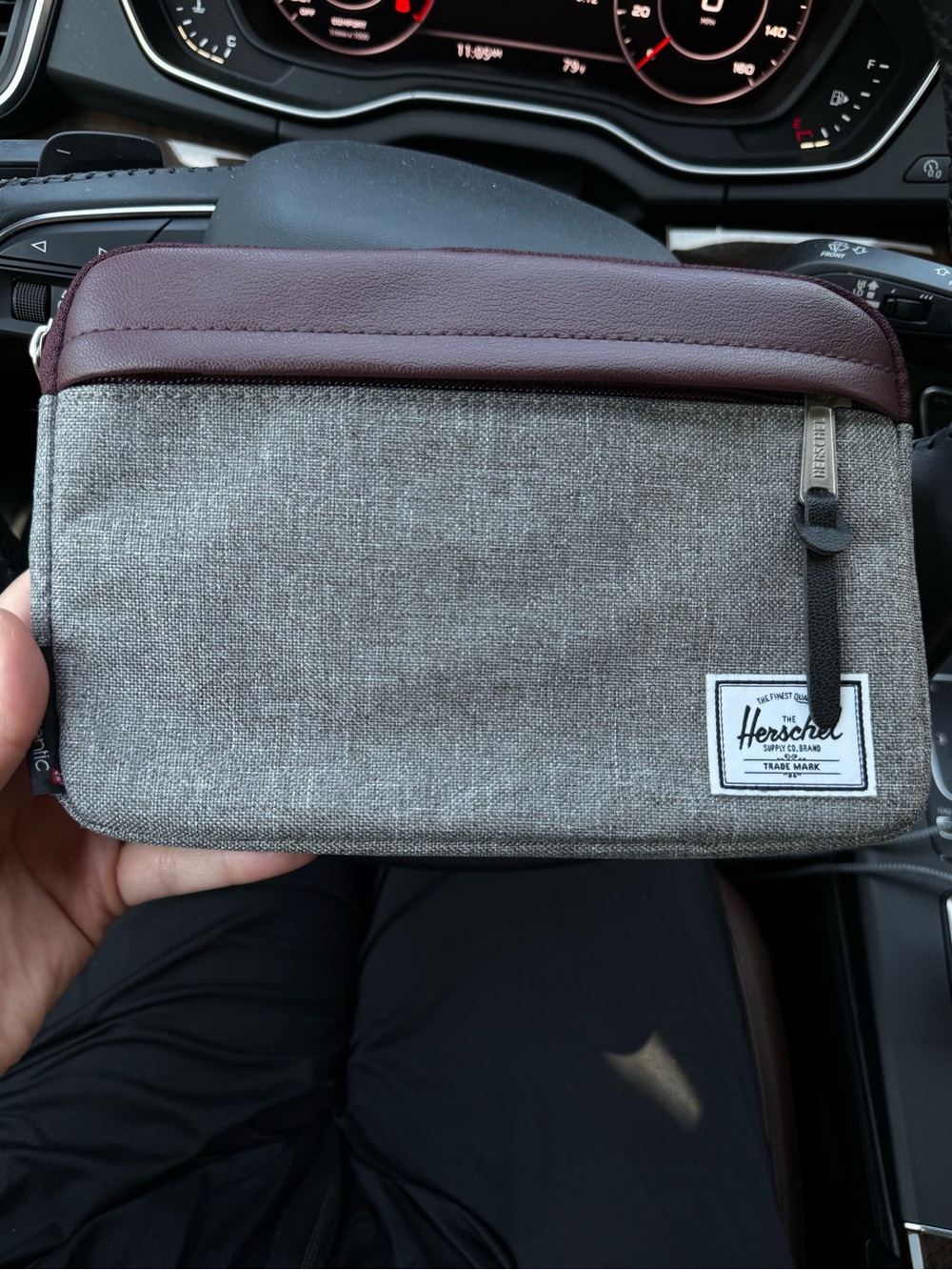 Herschel Supply Company Grey Canvas and Burgundy Top Travel Pouch